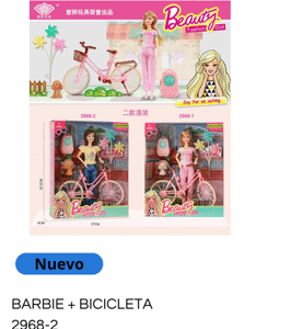 MUNECA DE MODA Y BELLEZA CON BICICLETA 2968-2